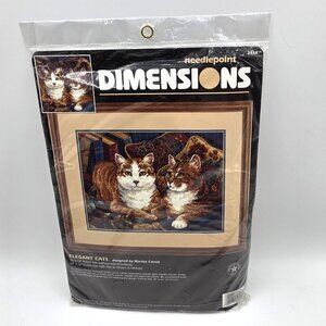 Vintage Dimensions Needlepoint Kit Elegant Cats 2454  Unopened 1997 see pictures